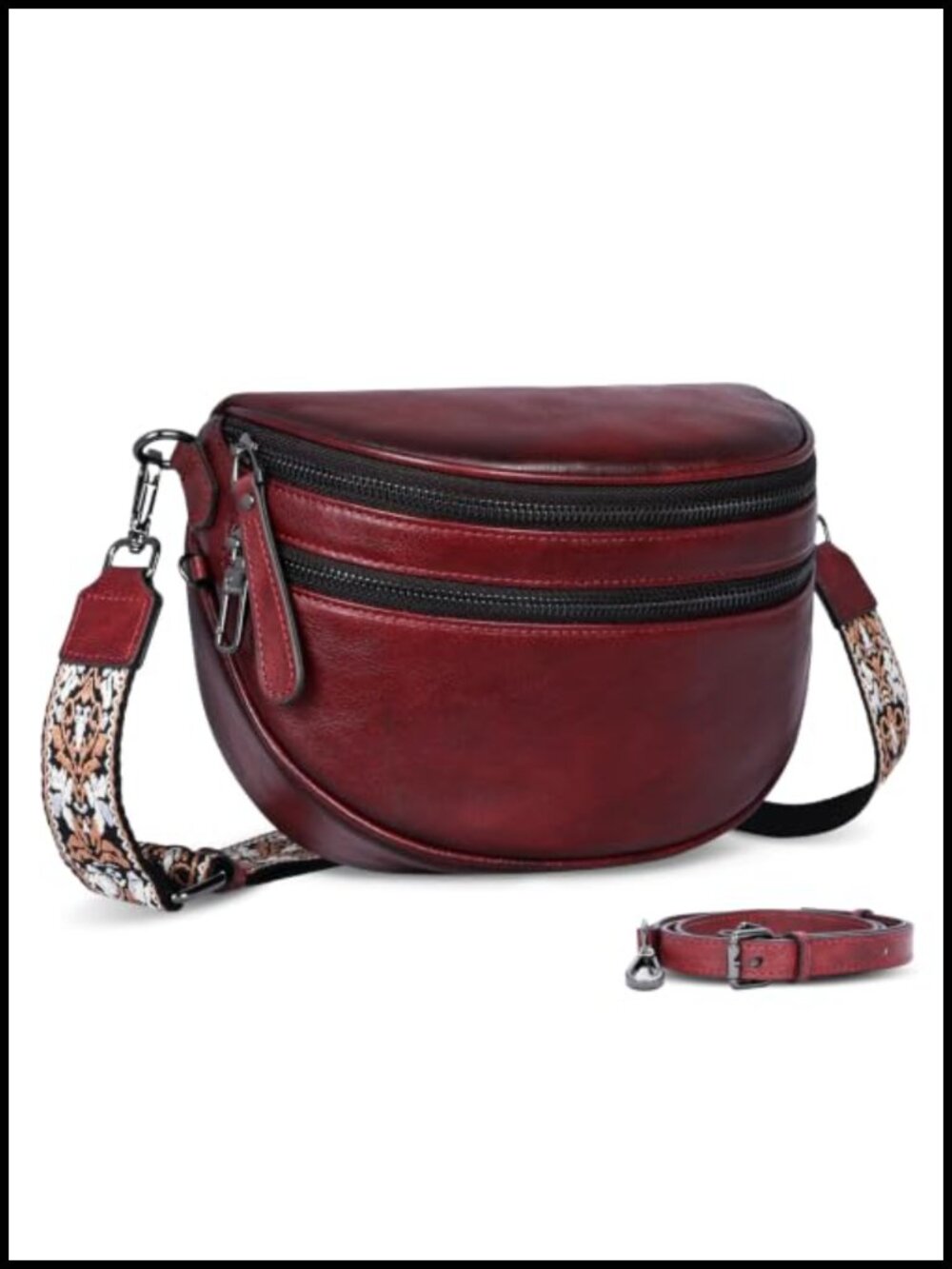 Leather Crossbody Bag RFID Anti-Theft Adjustable Strap Purse